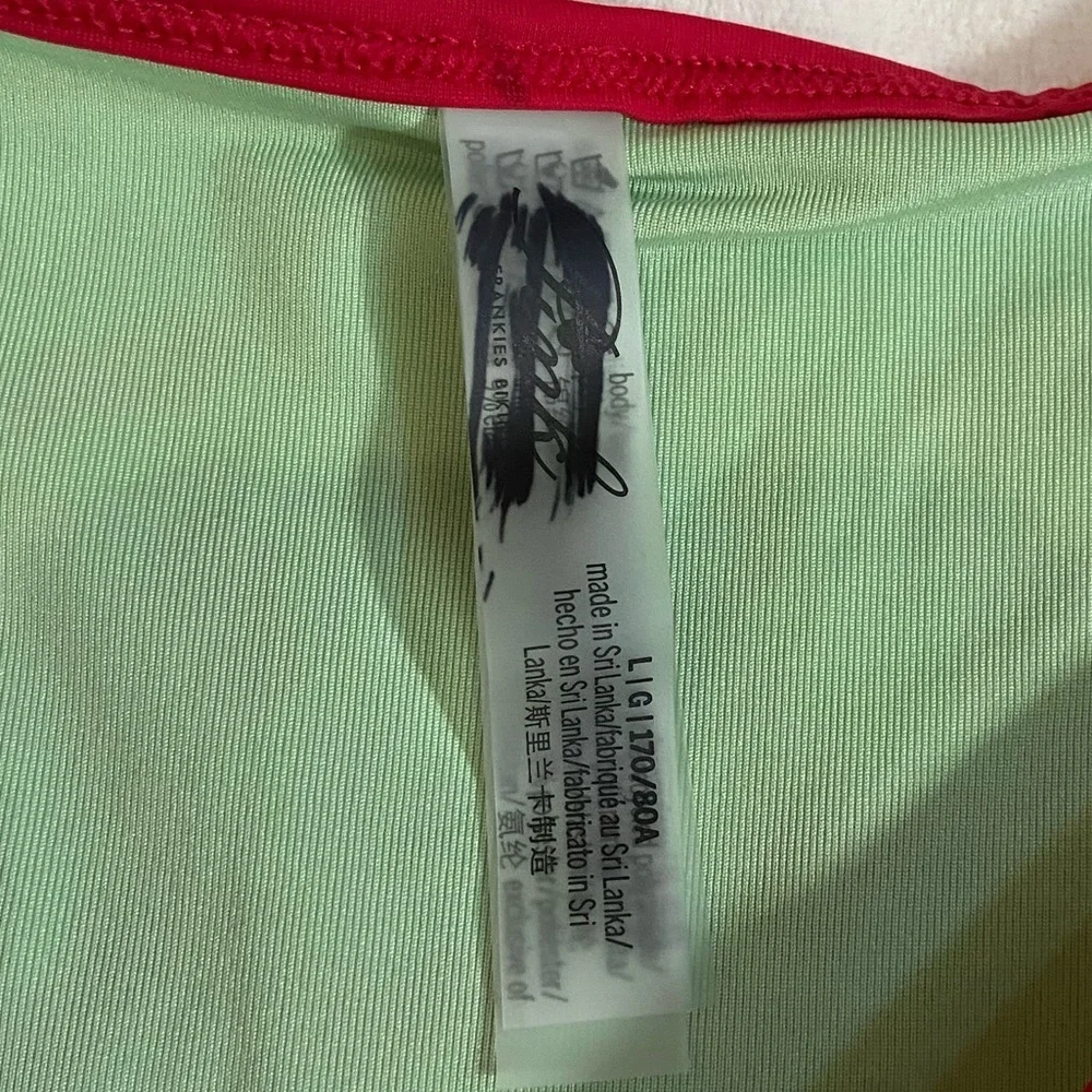 New! Frankie’s Bikinis x Pink Cherry Print Bikini Bottom green 1546